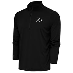 Atlanta Braves Antigua Metallic Tribute Quarter-Zip Top Black