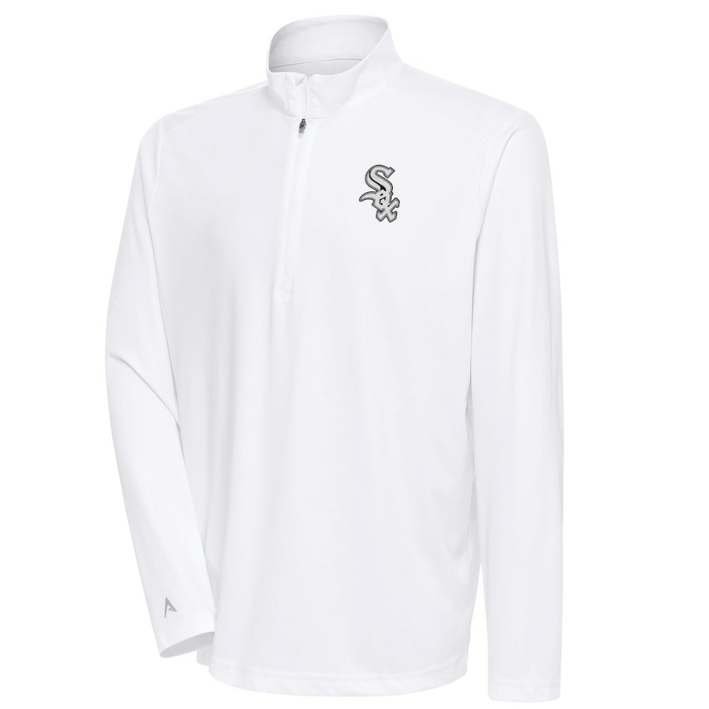 Chicago White Sox Antigua Metallic Tribute Quarter-Zip Top White