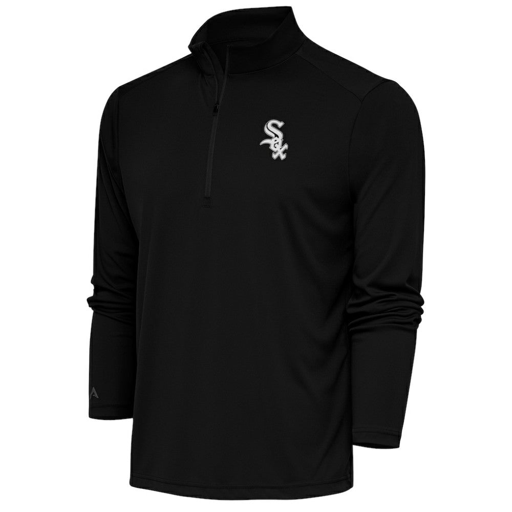 Chicago White Sox Antigua Metallic Tribute Quarter-Zip Top Black