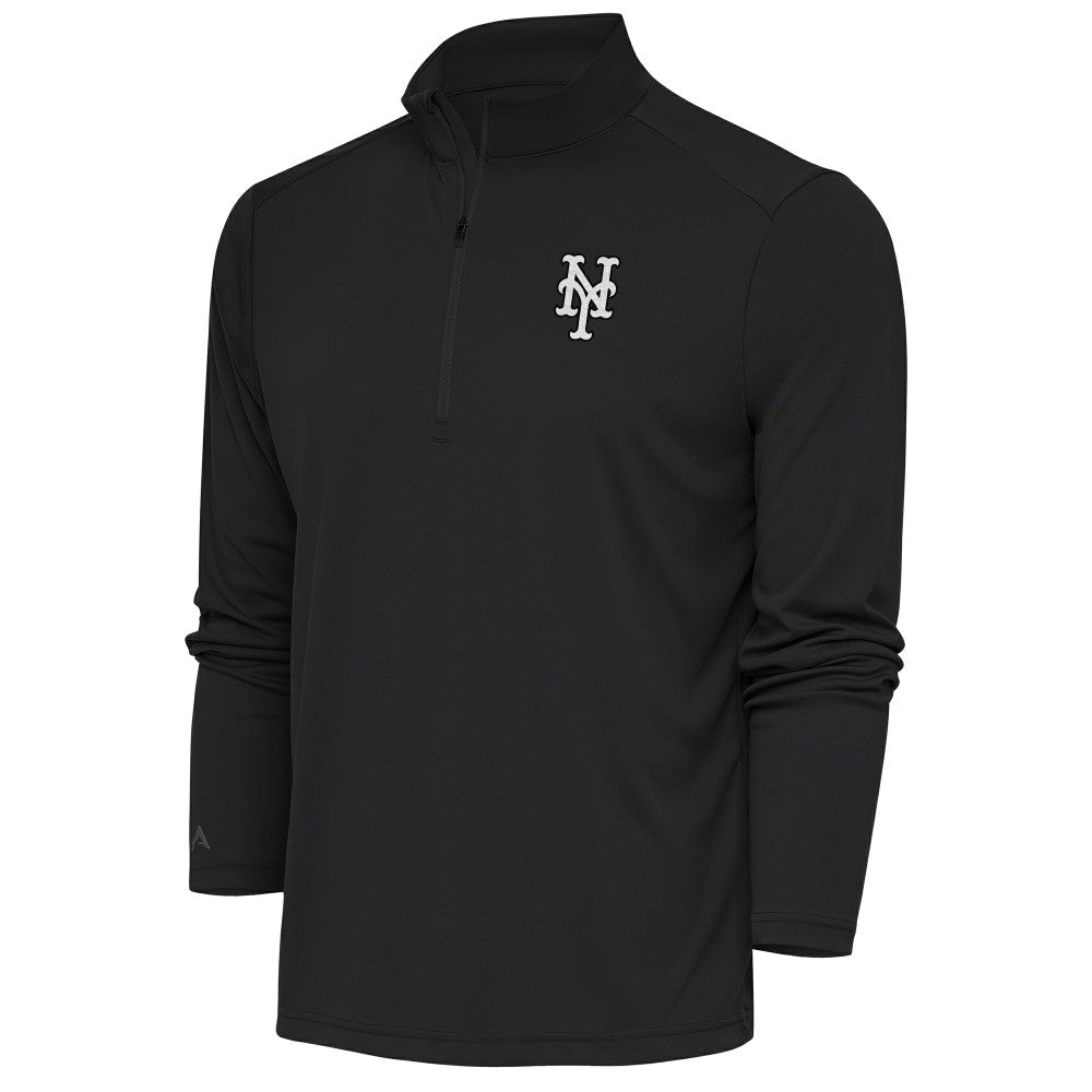 New York Mets Antigua Metallic Tribute Quarter-Zip Top Charcoal