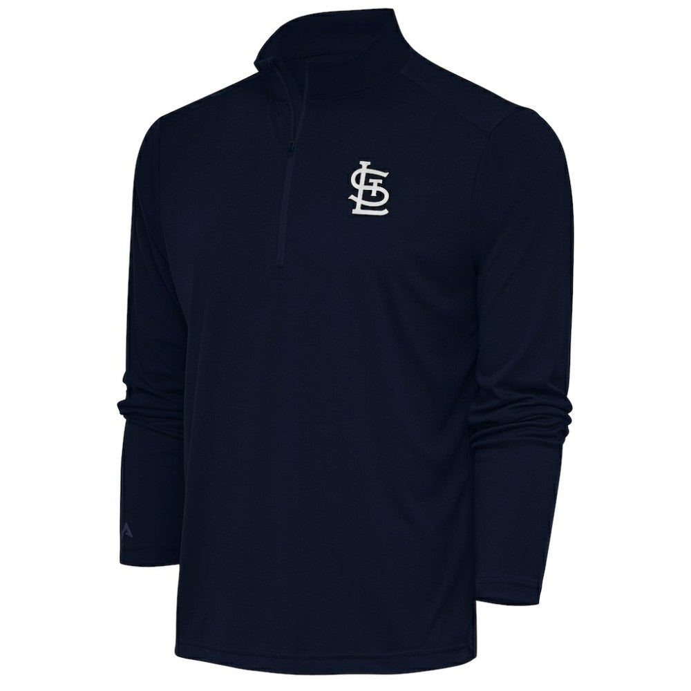 St. Louis Cardinals Antigua Metallic Tribute Quarter-Zip Top Navy