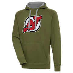New Jersey Devils Antigua Victory Pullover Hoodie Olive
