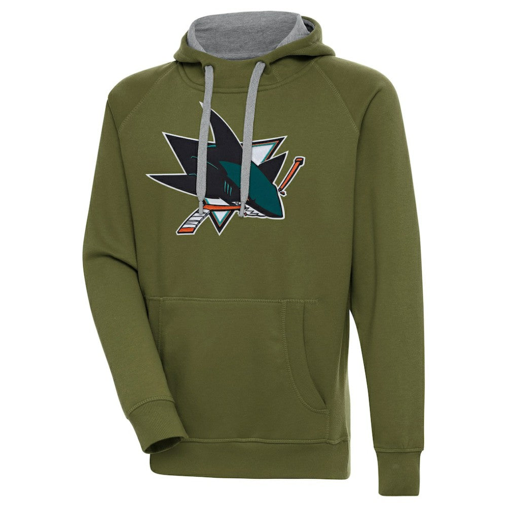 San Jose Sharks Antigua Victory Pullover Hoodie Olive