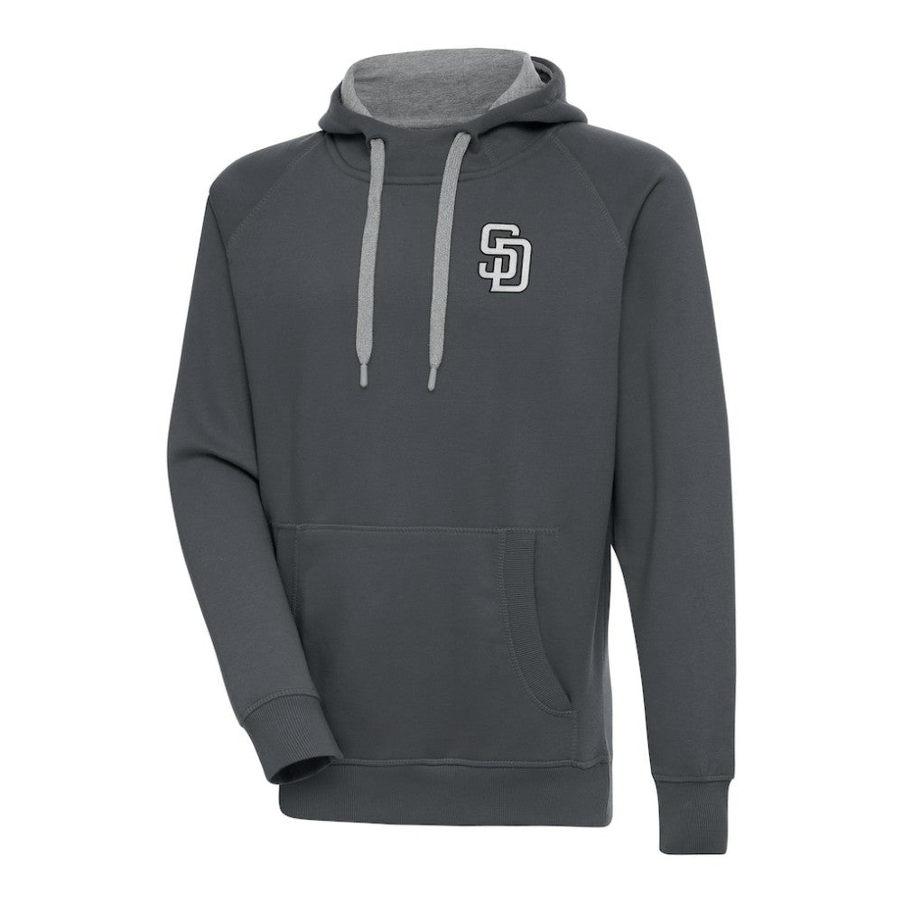 San Diego Padres Antigua Metallic Victory Pullover Hoodie Charcoal