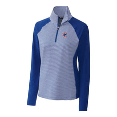 Chicago Cubs Cutter & Buck Women's DryTec Forge Tonal Stripe Half-Zip Top Royal