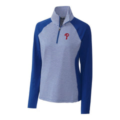 Philadelphia Phillies Cutter & Buck Women's DryTec Forge Tonal Stripe Half-Zip Top Royal