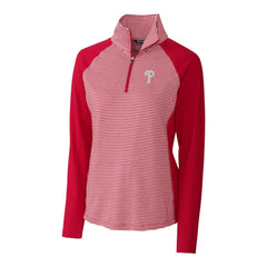 Philadelphia Phillies Cutter & Buck Women's DryTec Forge Tonal Stripe Half-Zip Top Red