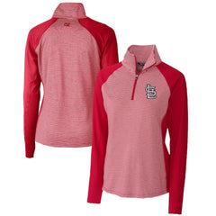St. Louis Cardinals Cutter & Buck Women's DryTec Forge Tonal Stripe Half-Zip Top Red