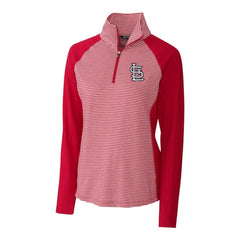 St. Louis Cardinals Cutter & Buck Women's DryTec Forge Tonal Stripe Half-Zip Top Red