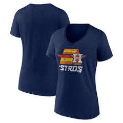 Houston Astros Women's Hometown Throwback Stros V-Neck T-Shirt Navy