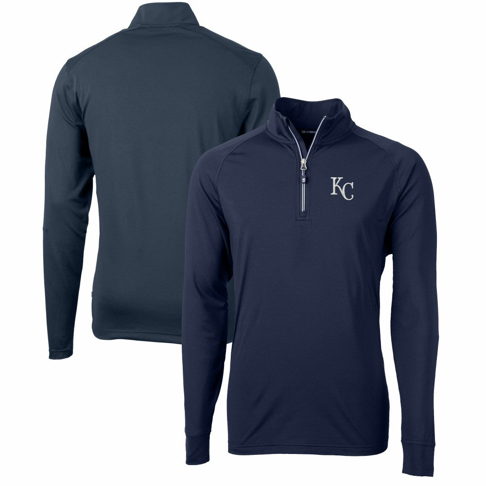 Kansas City Royals Cutter & Buck Adapt Eco Knit Stretch Recycled Quarter-Zip Pullover Top Navy