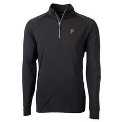 Pittsburgh Pirates Cutter & Buck Adapt Eco Knit Stretch Recycled Quarter-Zip Pullover Top Black