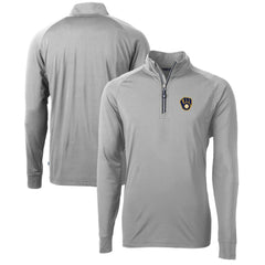 Milwaukee Brewers Cutter & Buck Adapt Eco Knit Stretch Recycled Quarter-Zip Pullover Top Gray