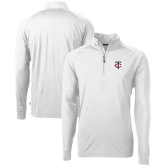 Minnesota Twins Cutter & Buck Adapt Eco Knit Stretch Recycled Quarter-Zip Pullover Top White