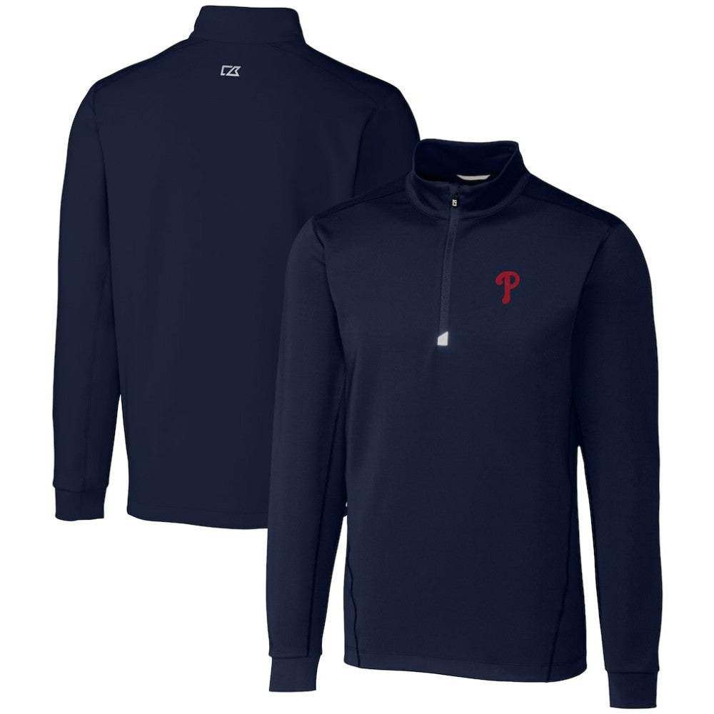 Philadelphia Phillies Cutter & Buck Traverse Stretch Quarter-Zip Pullover Top Navy