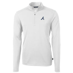 Atlanta Braves Cutter & Buck Virtue Eco Pique Recycled Quarter-Zip Pullover Top White