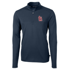 St. Louis Cardinals Cutter & Buck Virtue Eco Pique Recycled Quarter-Zip Pullover Top Navy