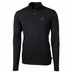 Miami Marlins Cutter & Buck Virtue Eco Pique Recycled Quarter-Zip Pullover Top Black