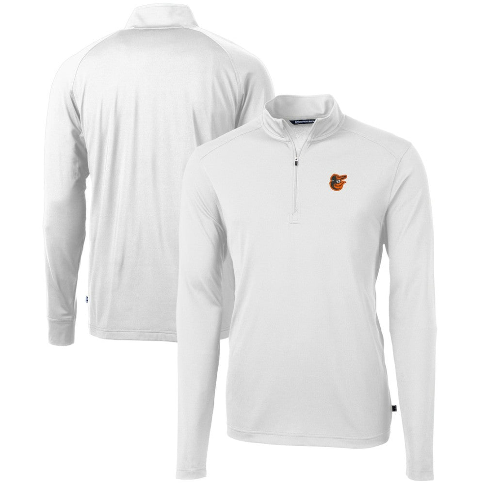 Baltimore Orioles Cutter & Buck Virtue Eco Pique Recycled Quarter-Zip Pullover Top White