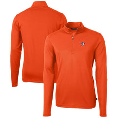 Houston Astros Cutter & Buck Virtue Eco Pique Recycled Quarter-Zip Pullover Top Orange