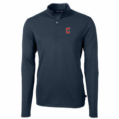 Cleveland Guardians Cutter & Buck Virtue Eco Pique Recycled Quarter-Zip Pullover Top Navy