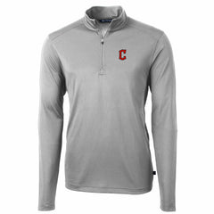 Cleveland Guardians Cutter & Buck Virtue Eco Pique Recycled Quarter-Zip Pullover Top Gray