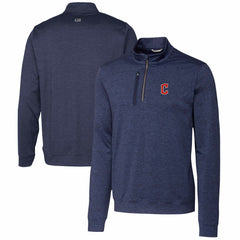 Cleveland Guardians Cutter & Buck Stealth Heathered Quarter-Zip Pullover Top Navy