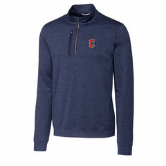 Cleveland Guardians Cutter & Buck Stealth Heathered Quarter-Zip Pullover Top Navy