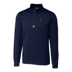 Philadelphia Phillies Cutter & Buck Big & Tall Traverse Stretch Quarter-Zip Pullover Top Navy