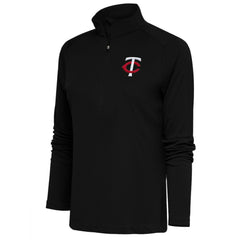 Minnesota Twins Antigua Women's Tribute Half-Zip Pullover Top Black