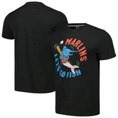 Miami Marlins Homage Doodle Collection Let's Go Fish Tri-Blend T-Shirt Black