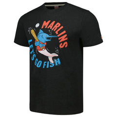 Miami Marlins Homage Doodle Collection Let's Go Fish Tri-Blend T-Shirt Black