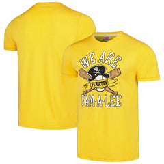 Pittsburgh Pirates Homage Doodle Collection We Are Fam-A-Lee Tri-Blend T-Shirt Gold