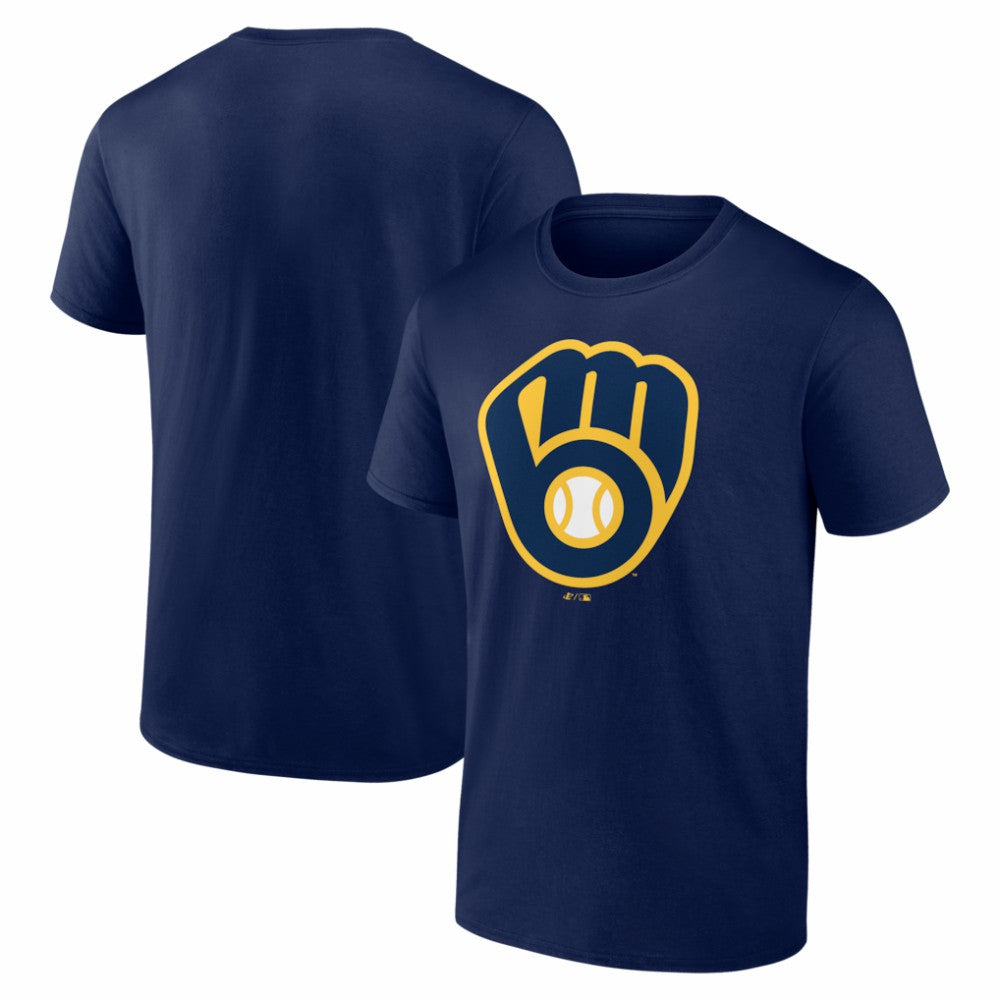 Milwaukee Brewers Logo Athletic Official Logo T-Shirt Navy