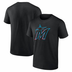 Miami Marlins Logo Athletic Official Logo T-Shirt Black