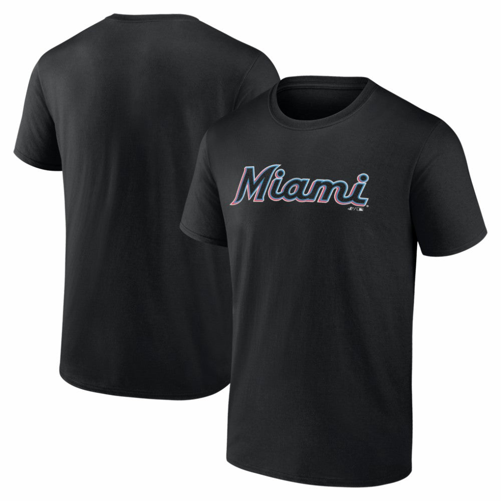 Miami Marlins Logo Athletic Wordmark T-Shirt Black