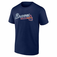 Atlanta Braves Logo Athletic Wordmark T-Shirt Navy