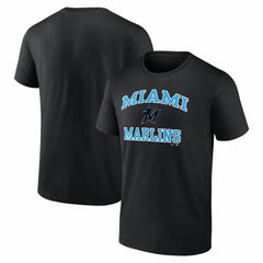 Miami Marlins Logo Athletic Heart and Soul T-Shirt Black