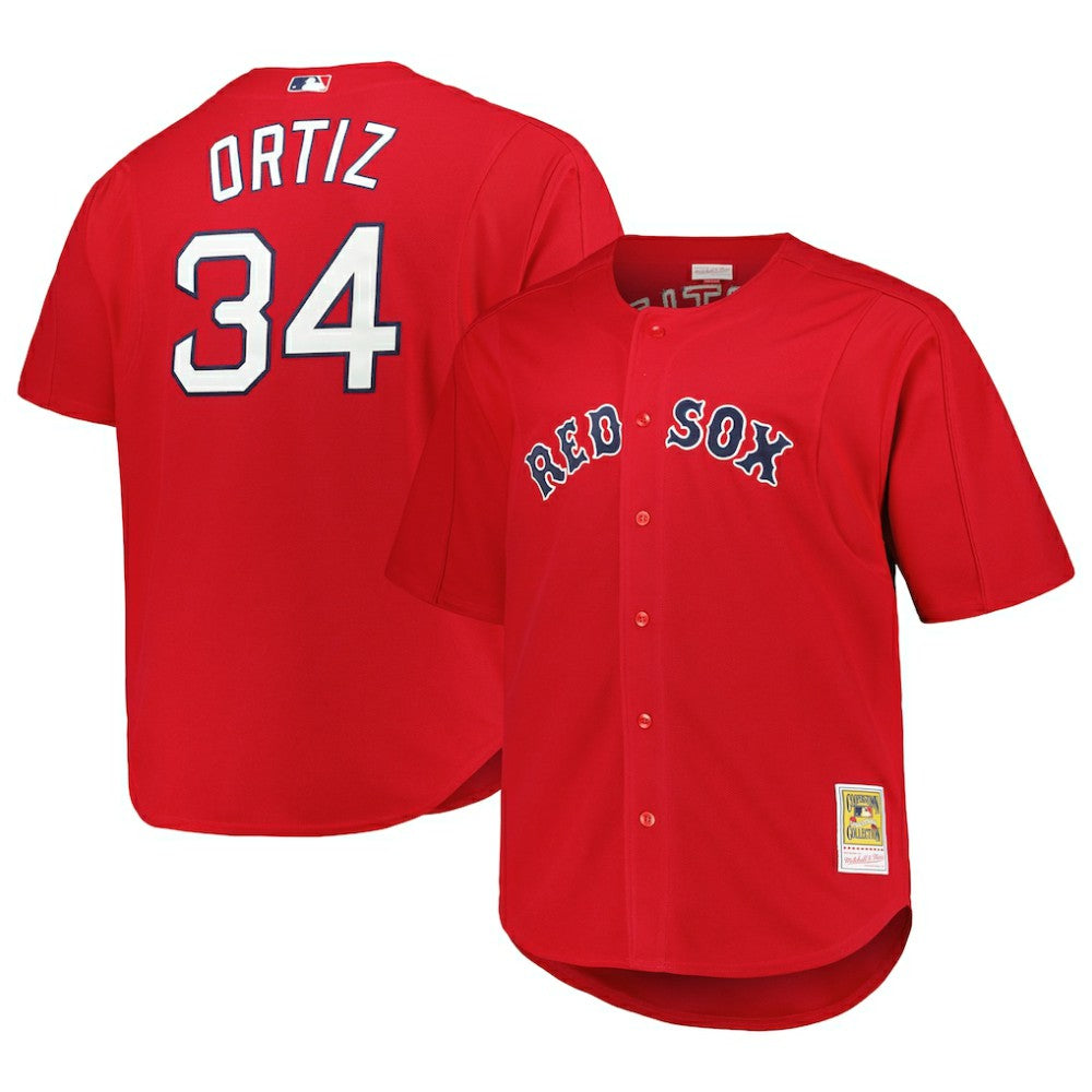 David Ortiz Boston Red Sox Big & Tall Cooperstown Mesh Batting Practice Jersey - Red