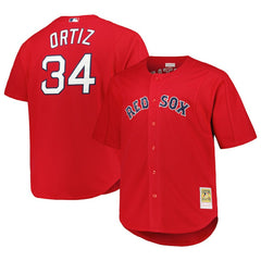 David Ortiz Boston Red Sox Big & Tall Cooperstown Mesh Batting Practice Jersey - Red