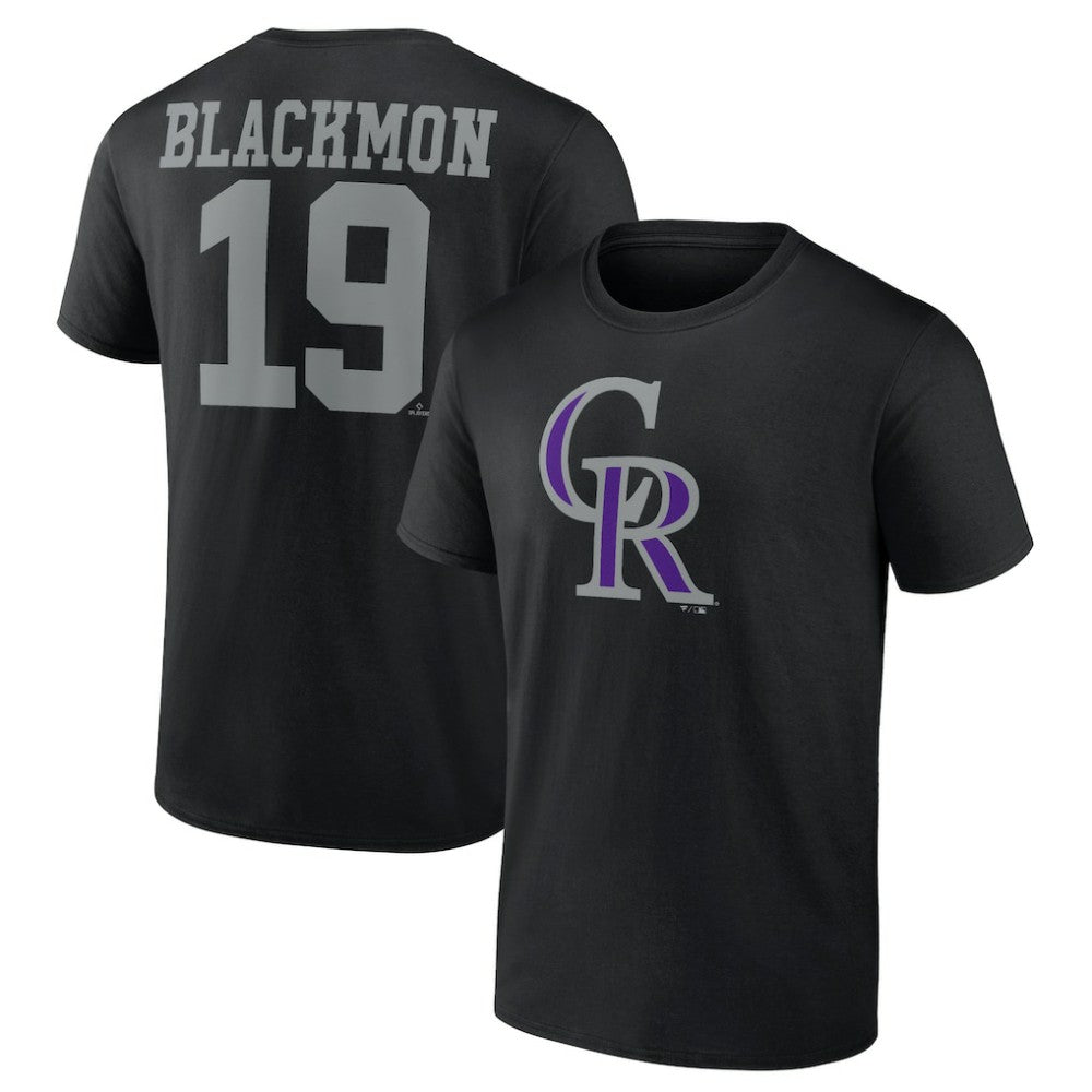 Charlie Blackmon Colorado Rockies Player Icon Name & Number T-Shirt Black
