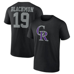 Charlie Blackmon Colorado Rockies Player Icon Name & Number T-Shirt Black