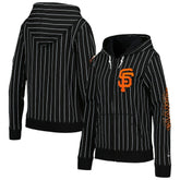 San Francisco Giants Women's Pinstripe Tri-Blend Full-Zip Jacket Black | New Era