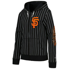 San Francisco Giants Women's Pinstripe Tri-Blend Full-Zip Jacket Black | New Era
