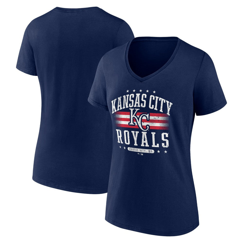 Kansas City Royals Women's Americana Team V-Neck T-Shirt Navy