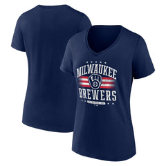 Milwaukee Brewers Women's Americana Team V-Neck T-Shirt Navy