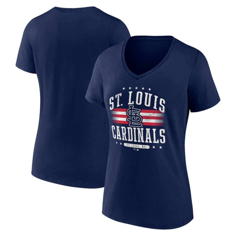 St. Louis Cardinals Women's Americana Team V-Neck T-Shirt Navy