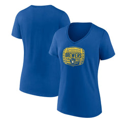 Milwaukee Brewers Women's Hometown Collection Barrel V-Neck T-Shirt Royal