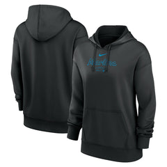 Miami Marlins Women's Authentic Collection Performance Pullover Hoodie Black | Nike