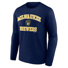 Milwaukee Brewers Logo Athletic Heart & Soul Long Sleeve T-Shirt Navy
